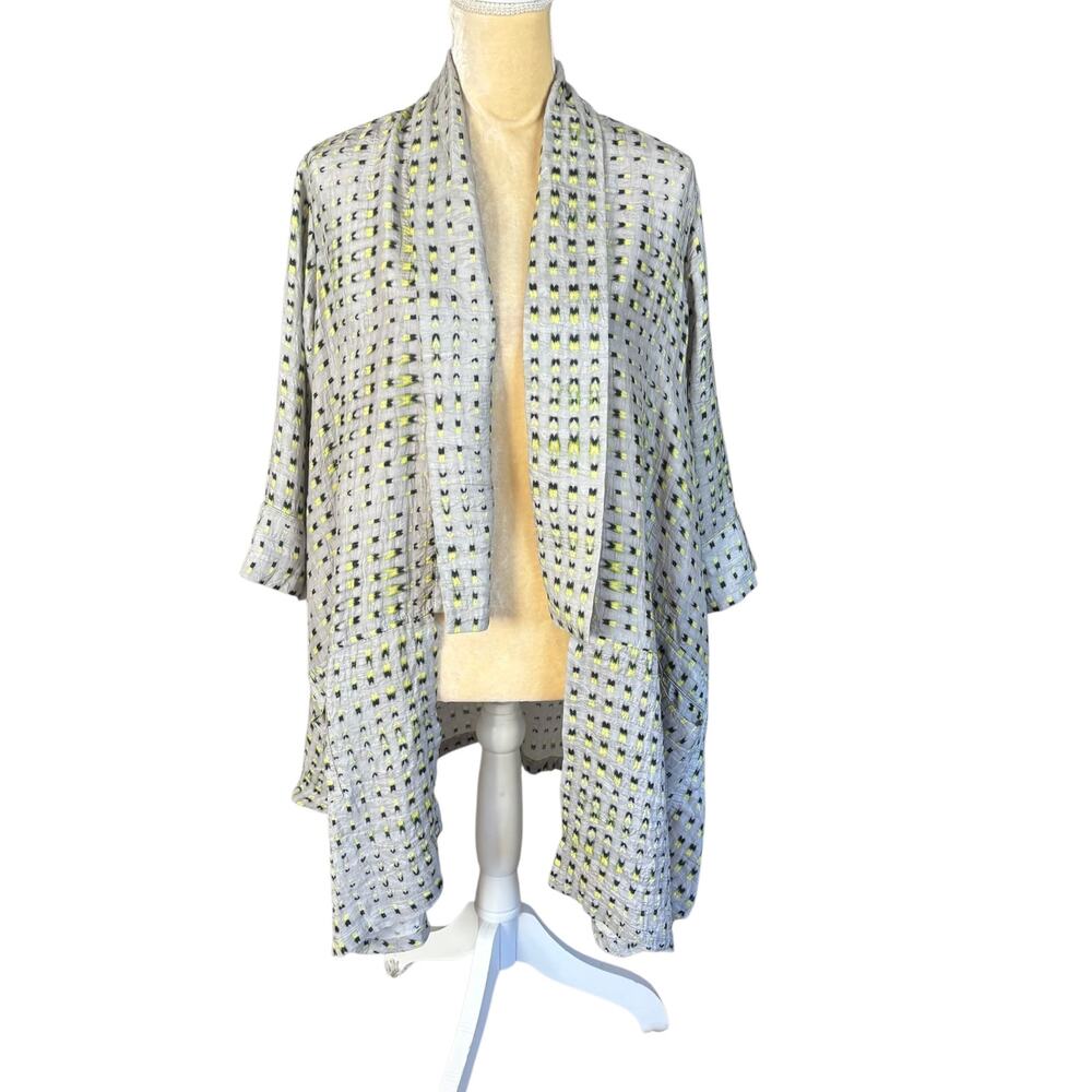Dressori Kimono Jacket Top Open Front Size Medium Silk Art to Wear Artsy